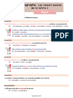 Pecm2 Leçon Cm2 Les Valeurs Sonores de La Lettre C