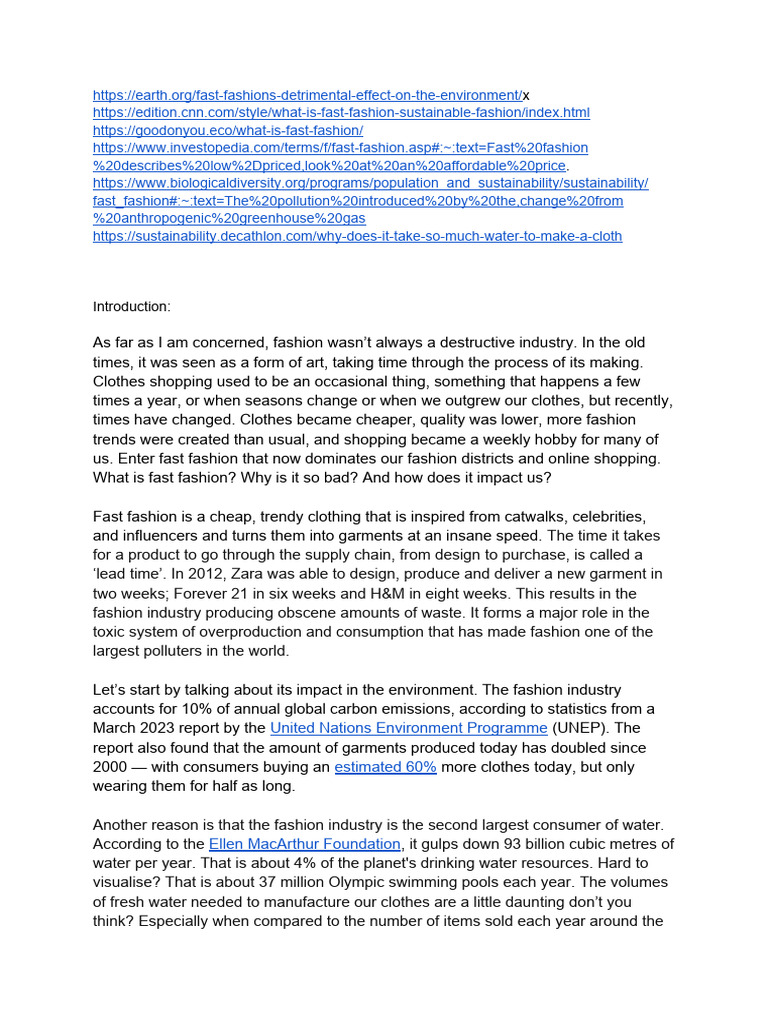 Fast Fashion Debate Pdf Fashion Natural Environment