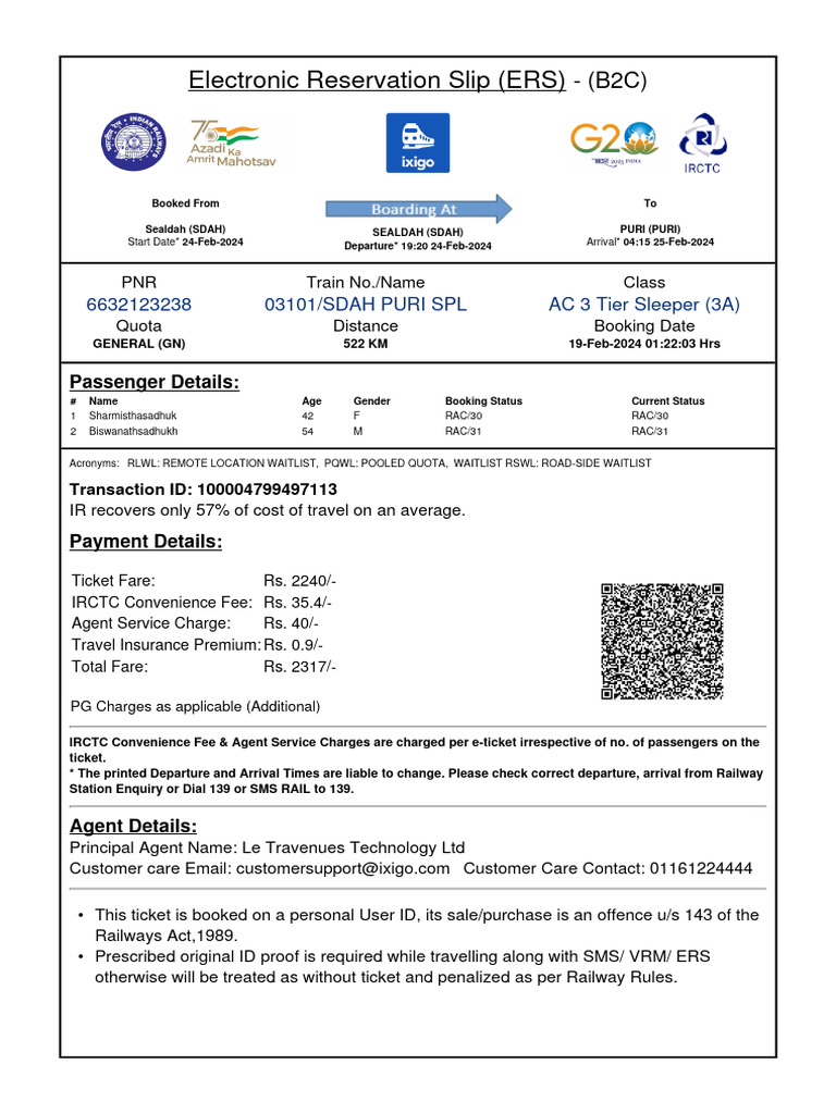 Ticket IXITRS428455291836057 | PDF | Identity Document