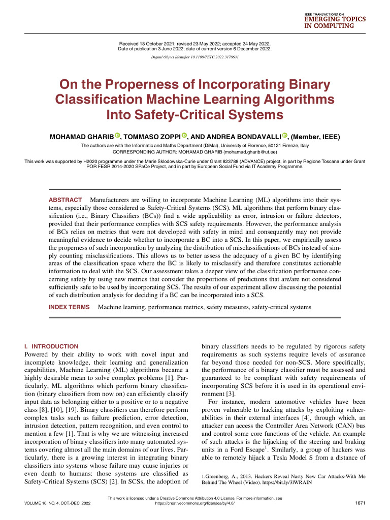 Binary Classification in Safety-Critical Systems | PDF | Statistical ...