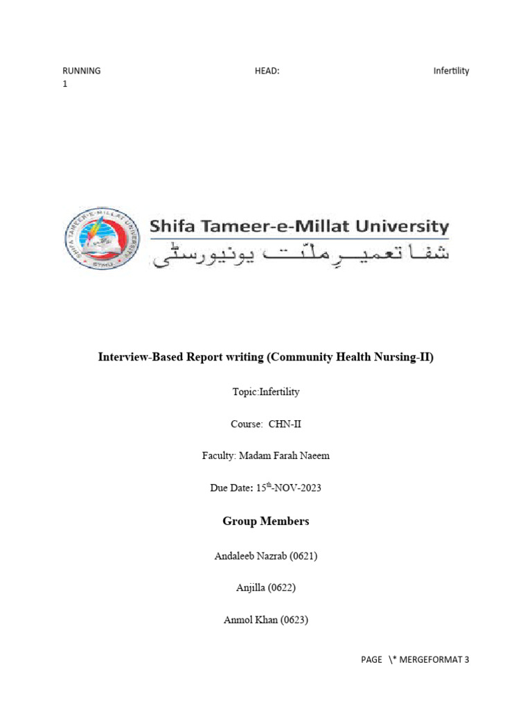 Infertility REPORT | PDF | Infertility | Medical Specialties