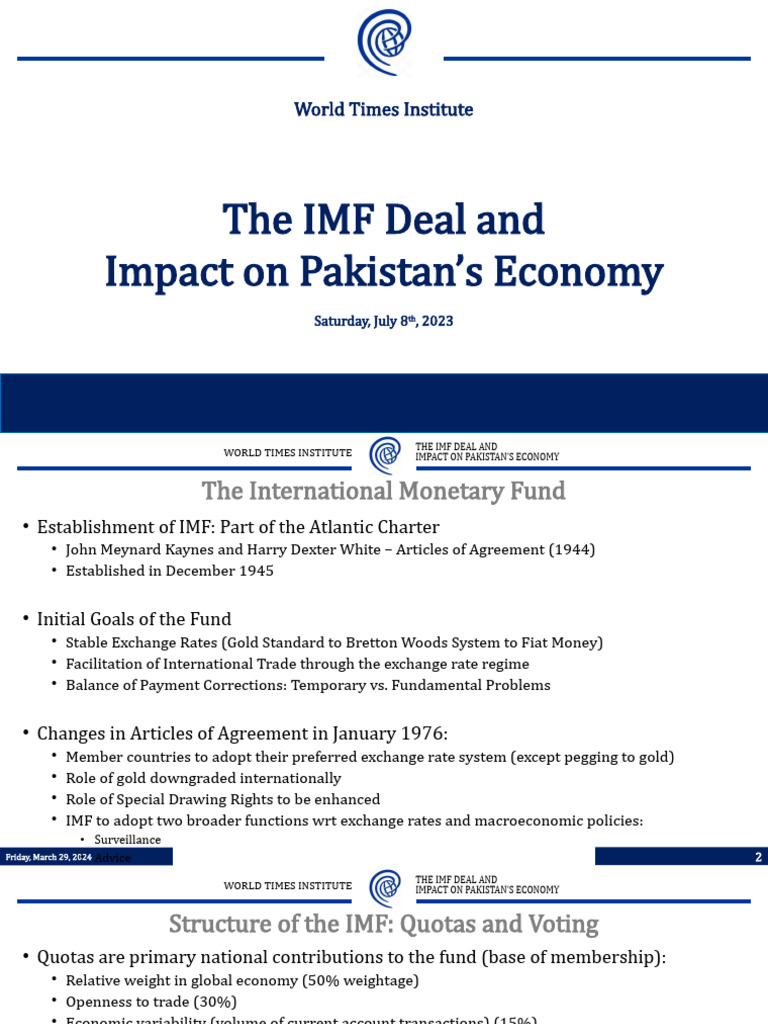 IMF Deal's Impact on Pakistan's Economy | PDF | International Monetary ...