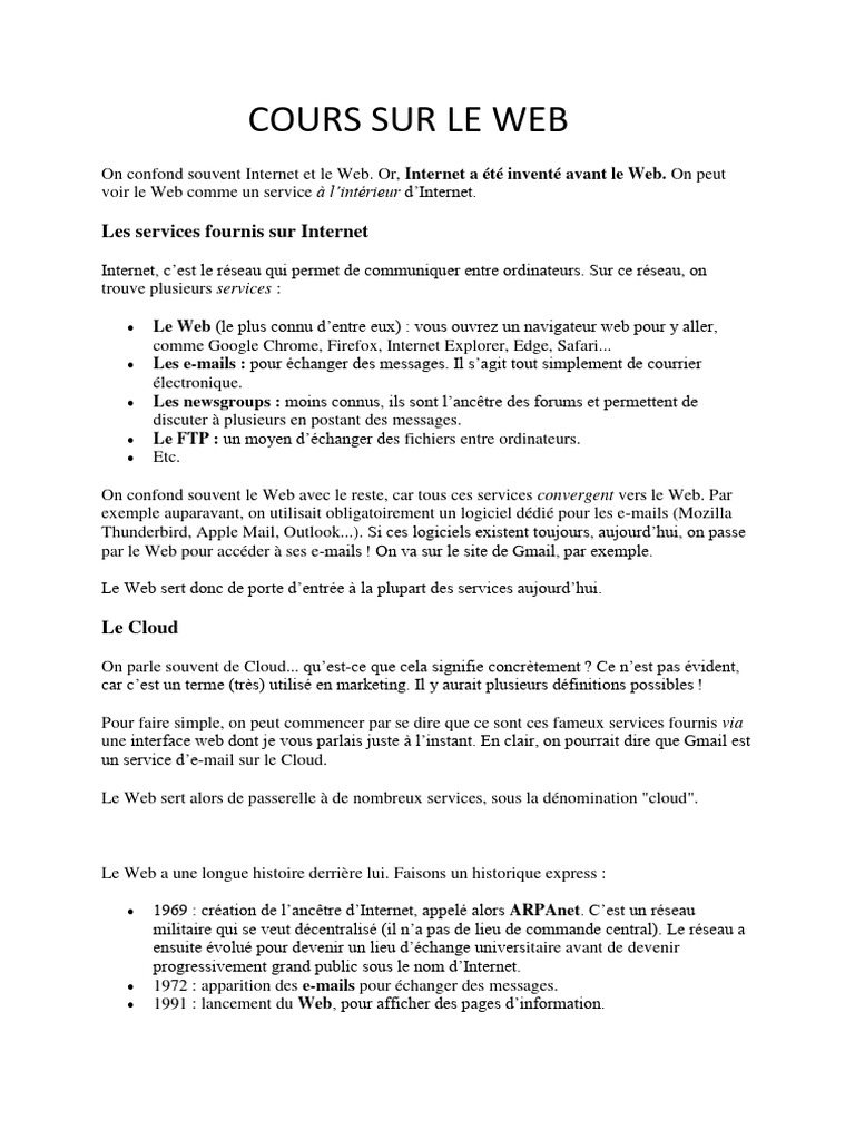 Introduction au Web et ses langages | PDF | Internet | Internet et Web