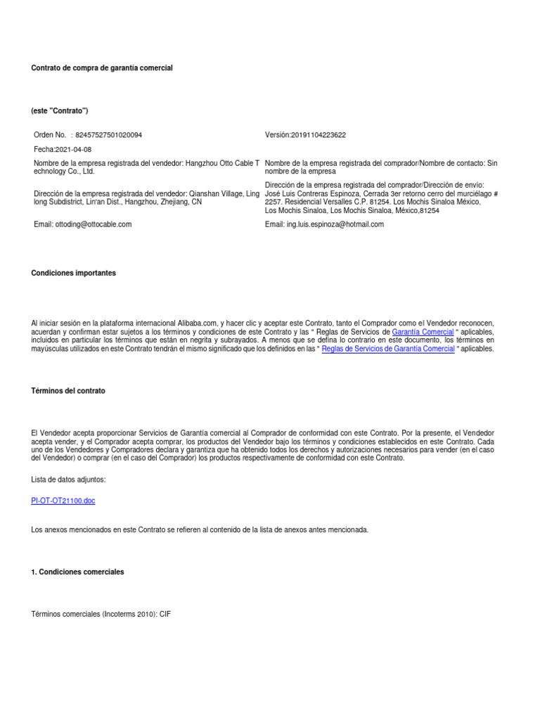 Contrato de Compra de Garantía Comercial | PDF | Impuestos | aduana