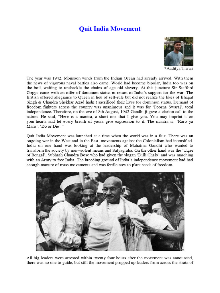 Quit India Movement | Download Free PDF | Mahatma Gandhi | Indian ...
