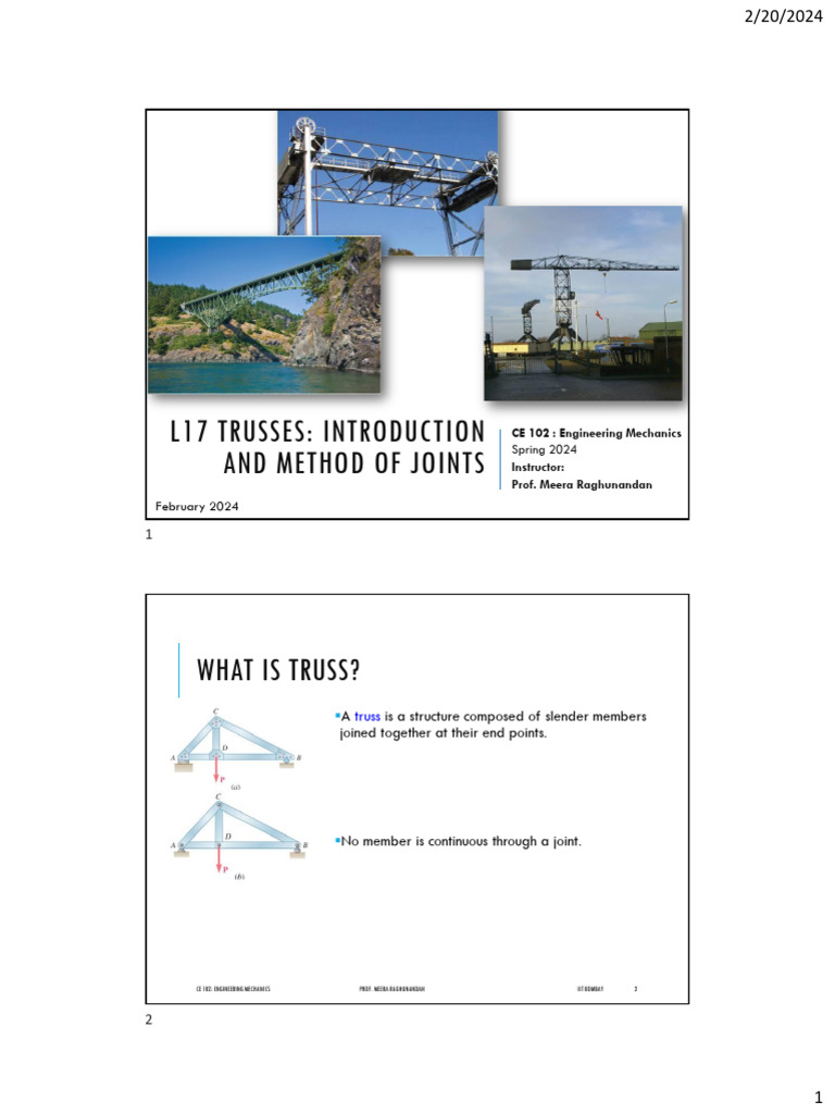 Trusses in Engineering Mechanics | PDF | Truss | Physics