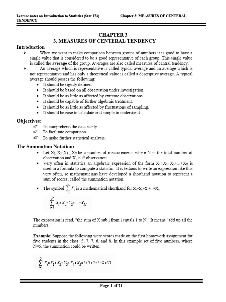 Chapter-3-Measures of Central Tendency | PDF | Mean | Mode (Statistics)