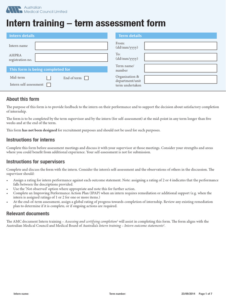 Intern Training Assessment Form | PDF | Health Care | Social Programs