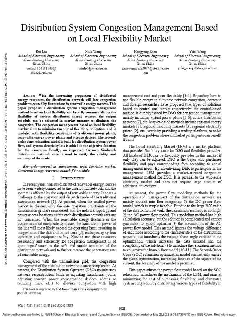 Local Flexibility Market for Congestion Management | PDF | Network ...