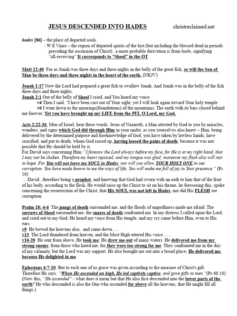 Jesus' Descent into Hades Explained | PDF | Jesus | Religious Belief ...