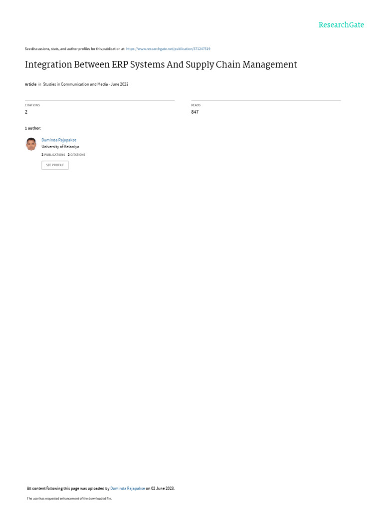 ERP and Supply Chain Integration Insights | PDF | Enterprise Resource ...