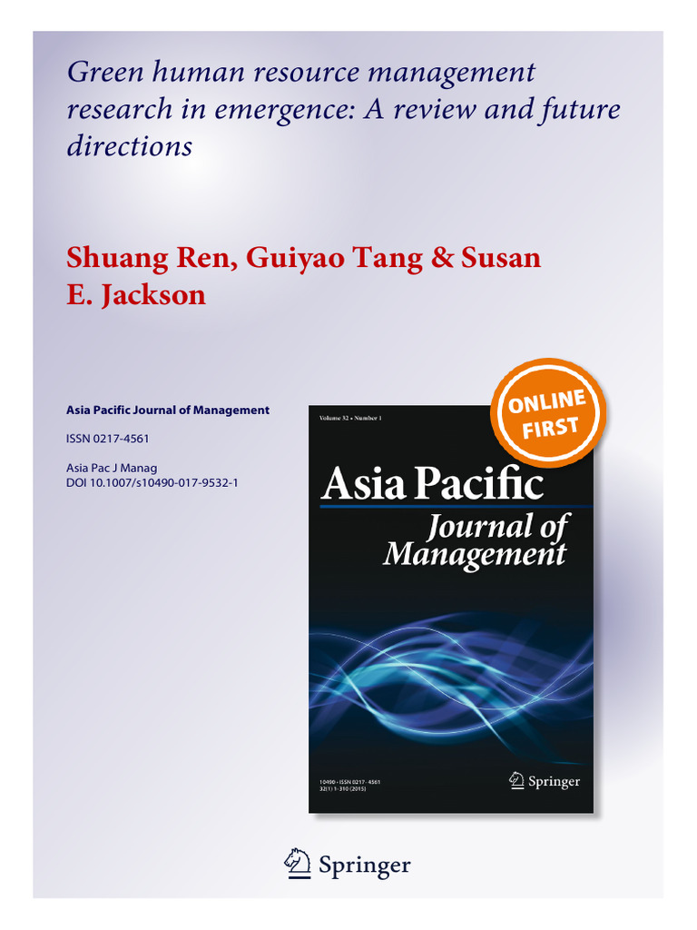 Jackson Green HRM in Emergence-A Review and Future Directions | PDF ...