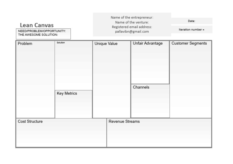 Lean Canvas Template for Startups | PDF | Career & Growth | Law