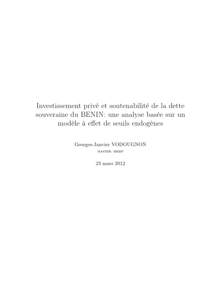 Investissement privé et dette du Bénin | PDF | Dette publique | Économie