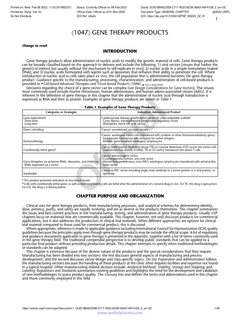 Gene Therapy Products Overview | PDF | Viral Vector | Gene Therapy