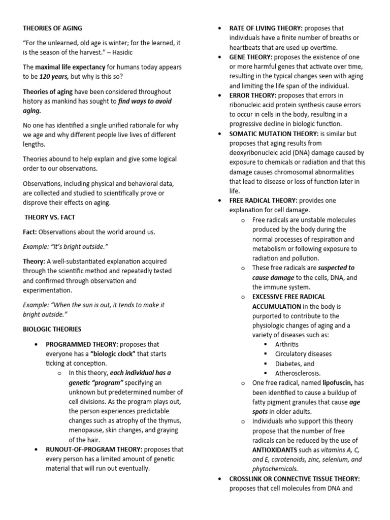 REVIEWER - Theories of Aging | PDF | Senescence | Mutation