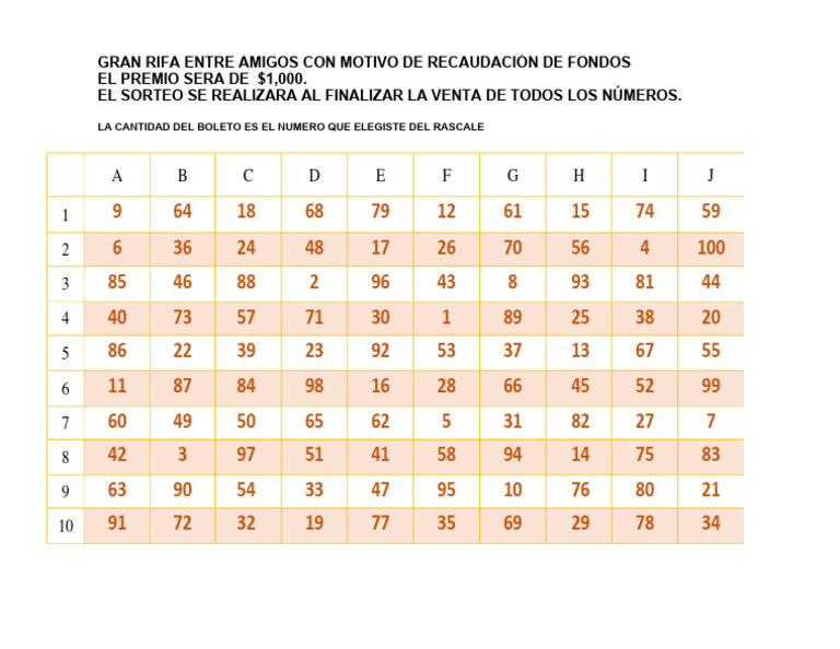 Rifa de Raspadito para Recaudación | PDF