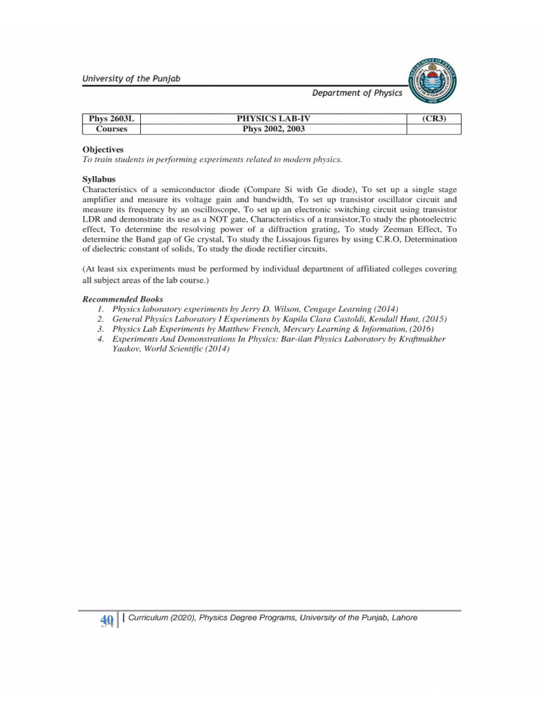 3rd semester course outlines pdf