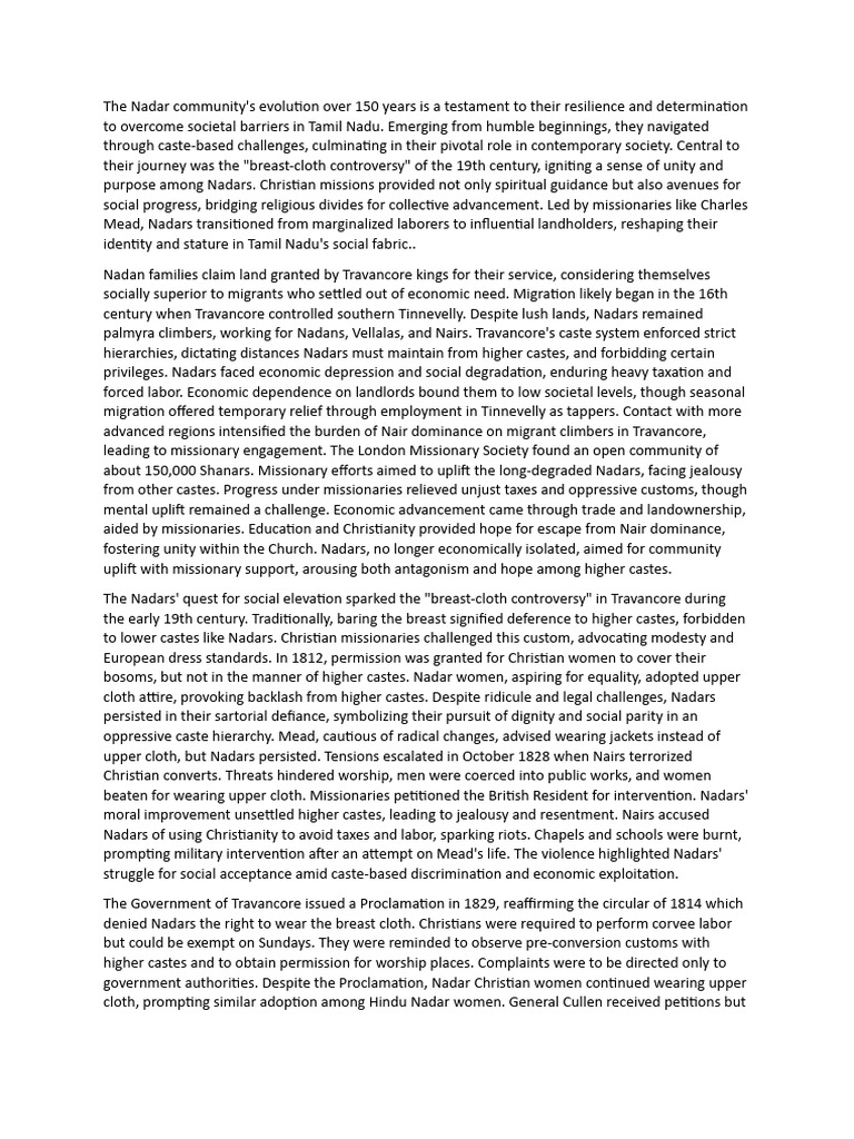 Nadar Community's Struggle for Equality | PDF