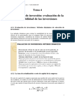 Decisiones de Inversión: Evaluación de La Rentabilidad de Las Inversiones