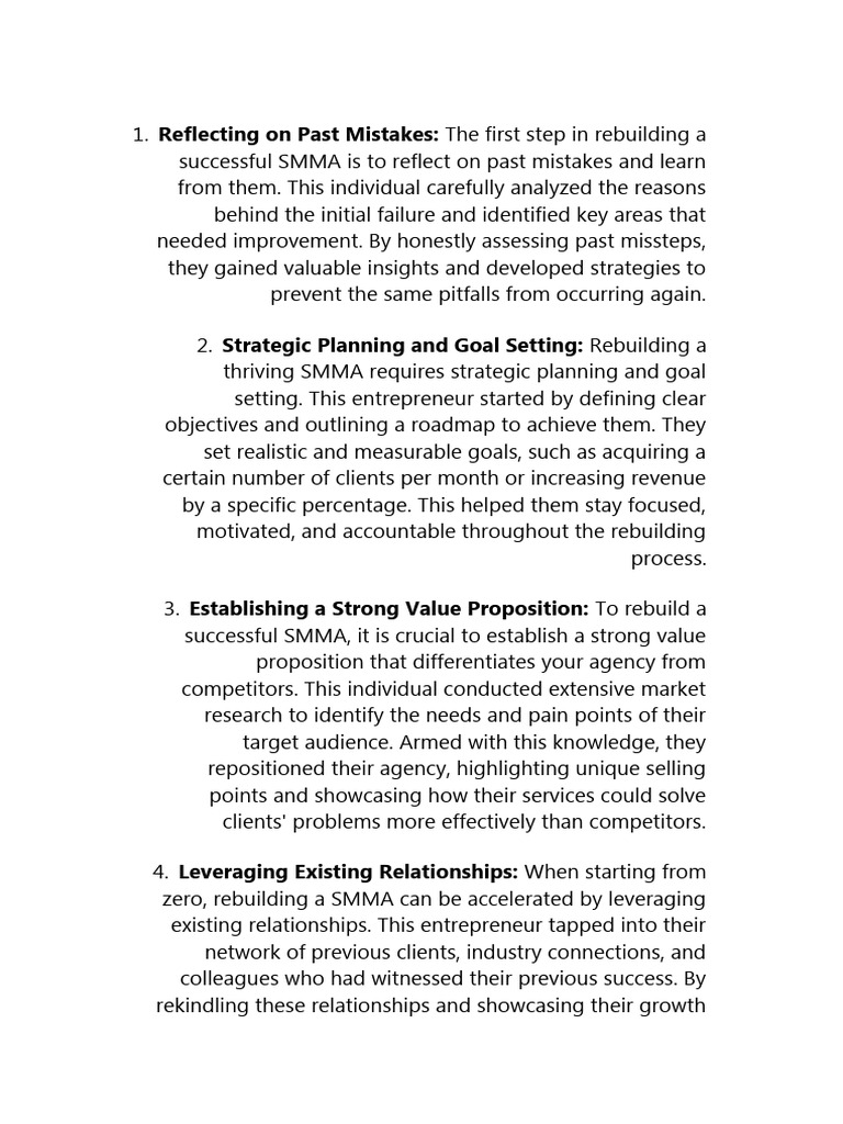 Rebuilding a Successful SMMA Strategy | PDF | Goal | Goal Setting