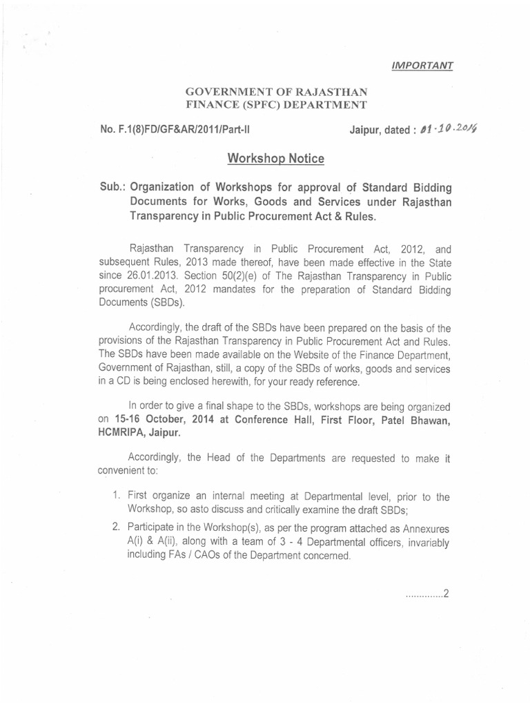 Rajasthan State Public Procurement Portal | PDF