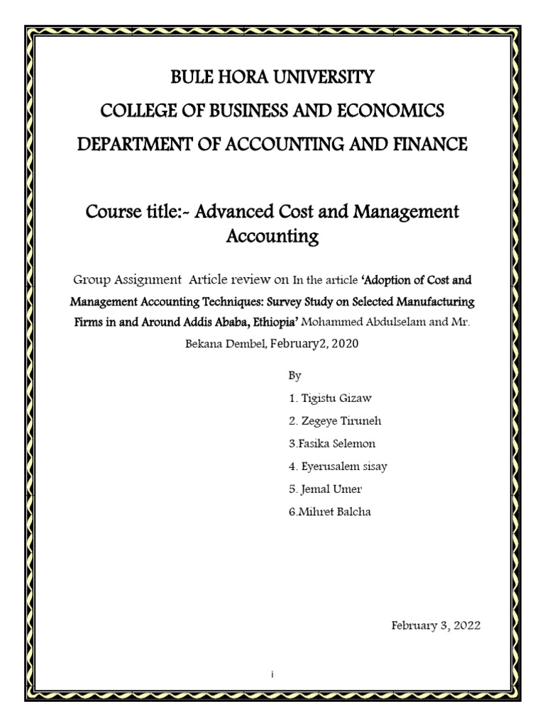 Cost Accounting Group Assignment | PDF | Management Accounting | Survey ...