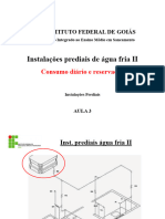 Aula 3 - Instalações Prediais Água Fria II - Consumo Diário e Reservação