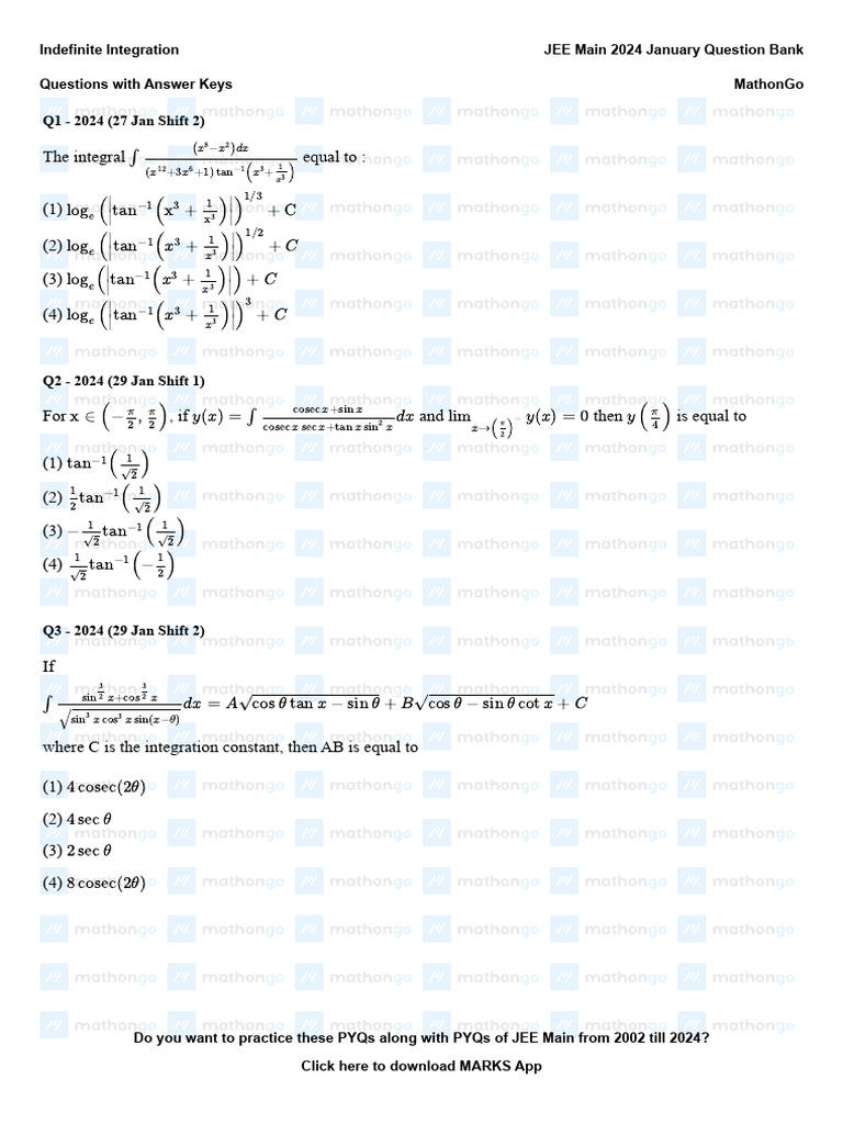 Exercise 7.2 Class 12 Mathongo