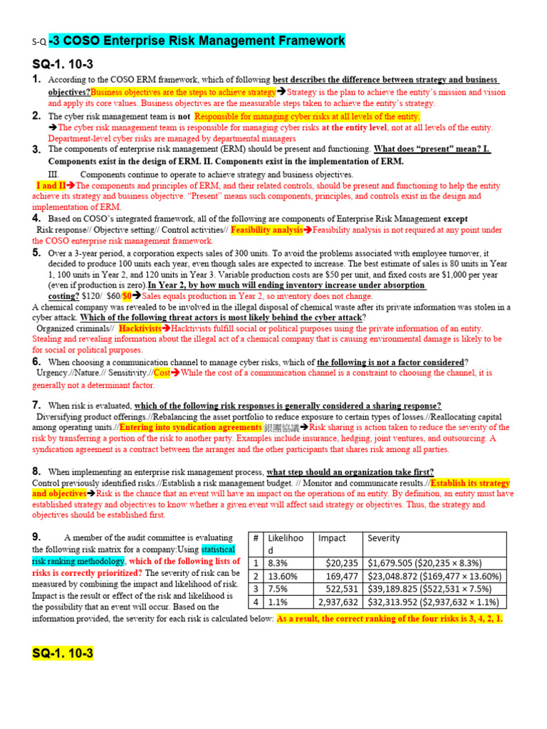 COSO ERM Framework Overview | PDF | Enterprise Risk Management | Risk