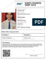 Kartu Peserta SNBP 2023: 423103279 Rosmawati Pancuroro 0044516856 Smas BK Palu Kota Palu Prov. Sulawesi Tengah
