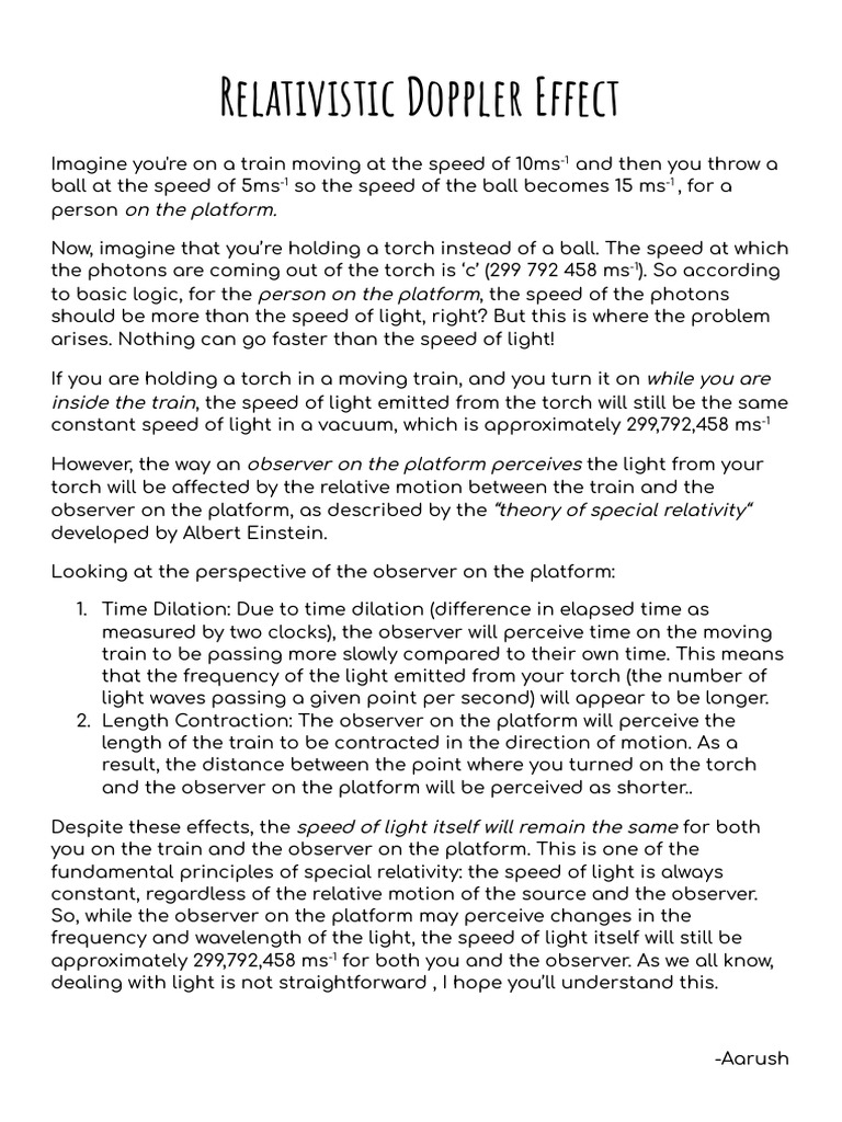 Research Paper - Relativistic Doppler Effect | PDF
