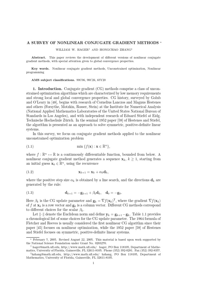 Nonlinear Conjugate Gradient Methods Survey | PDF | Mathematical ...