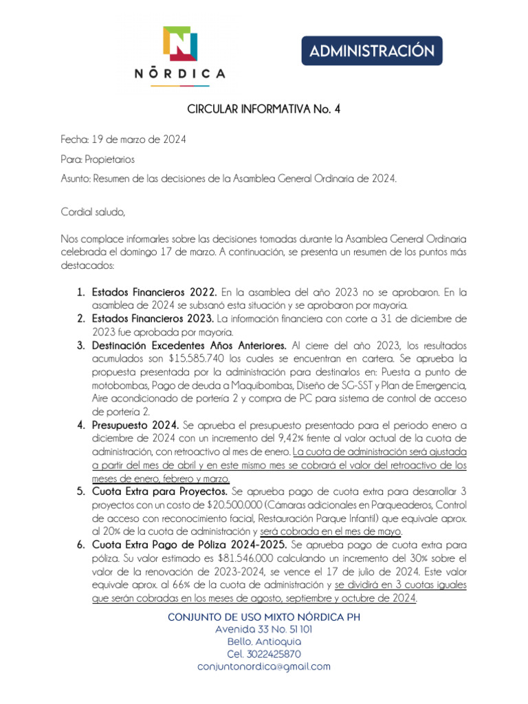 Circular Informativa No 4 | PDF