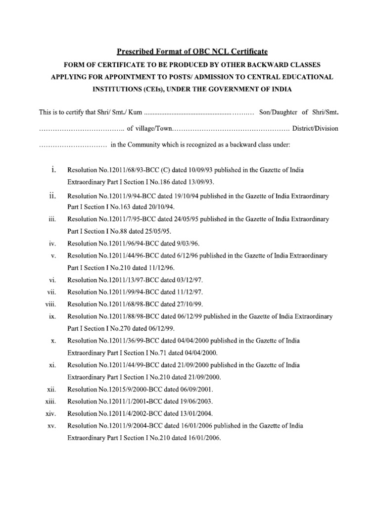 Form Obc NCL | PDF