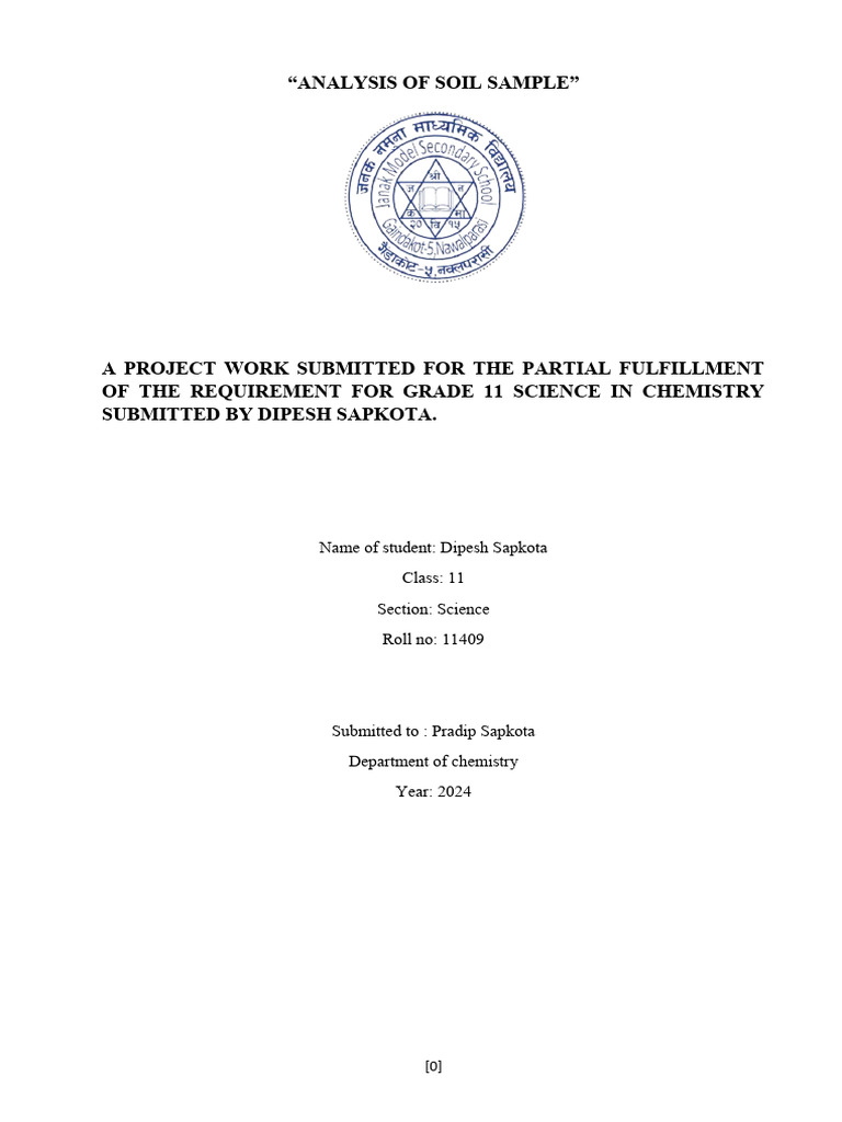 Soil Sample Analysis for Grade 11 Chemistry | PDF | Soil | Fertilizer