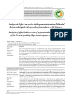 Analyse de L'affect Au Service de L'argumentation Dans L'éditorial Du Journal Algérien D'expression Francophone El Watan