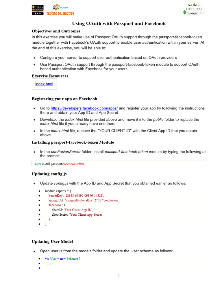 Facebook OAuth Authentication with Passport | PDF | Login | Computing