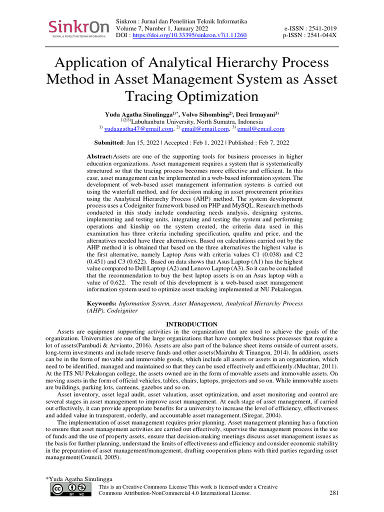 AHP Method for Asset Management Optimization | PDF | Fuzzy Logic ...