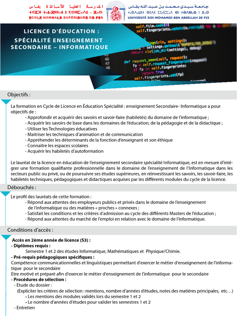 Licence en Éducation : Informatique | PDF | Enseignement | Pédagogie