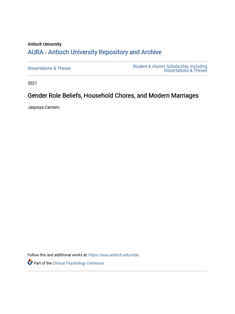 Gender Role Beliefs Household Chores and Modern Marriages | PDF ...