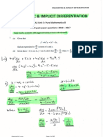 Parametric and Implicit Differentiation SOLUTIONS