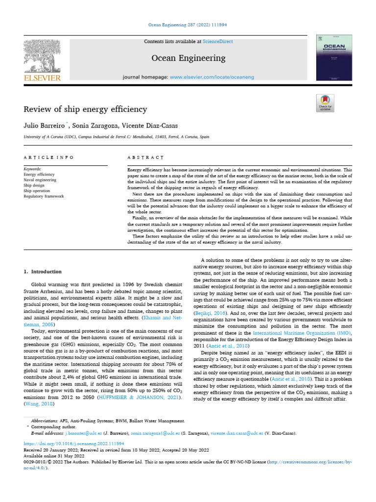 Review of Ship Energy Efficiency Measures | PDF | Ships | Efficient ...