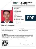 Kartu Peserta SNBP 2024: 424136043 Aji Sanda Wijaya 0061714030 SMKN 1 Katibung Kab. Lampung Selatan Prov. Lampung