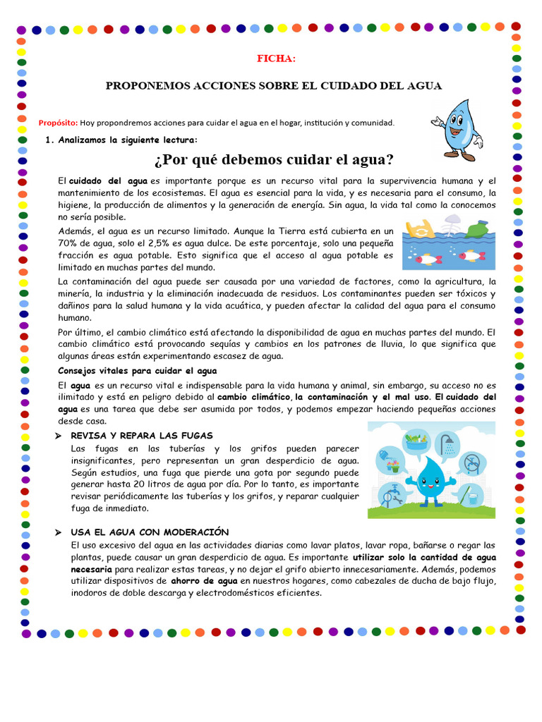 Acciones para Cuidar el Agua en Niños | PDF | Agua | Contaminación