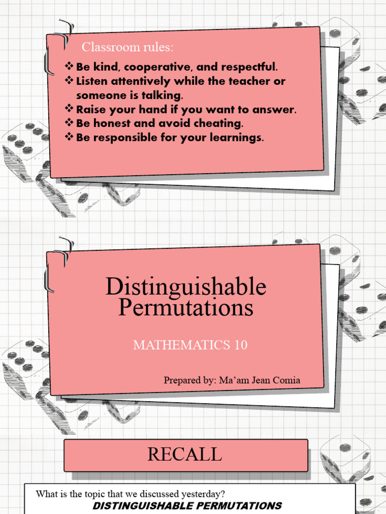 Math 10 Distinguishable Permutation | PDF | Career & Growth | Teaching ...