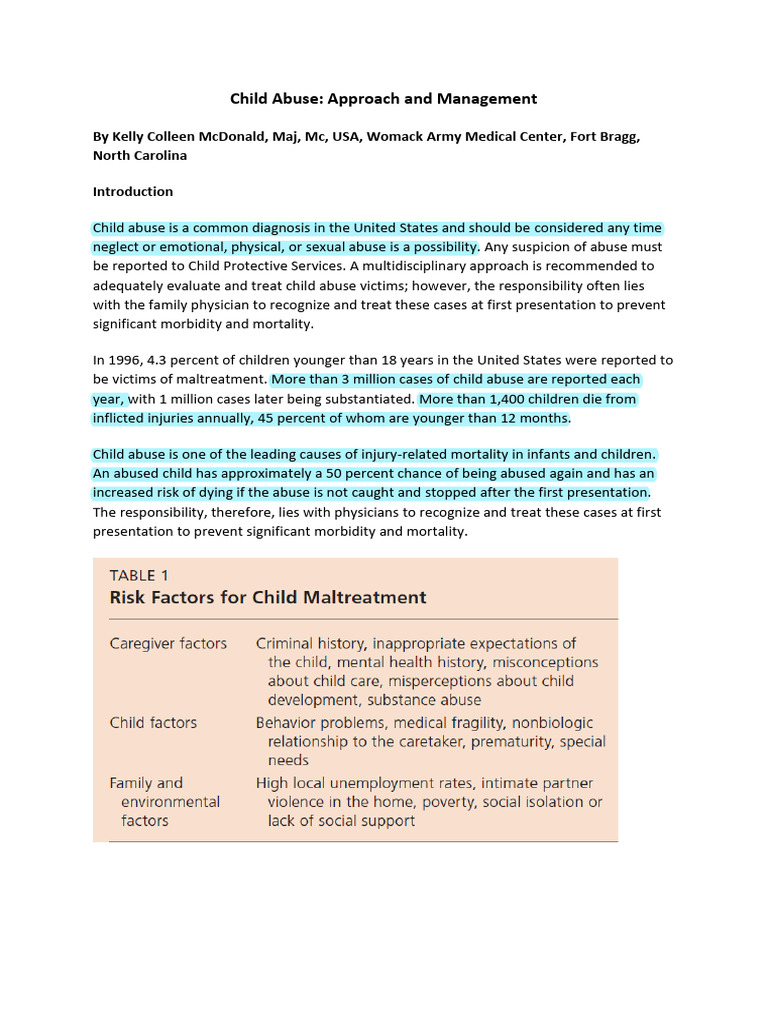 Child Abuse: Recognition and Management | PDF | Child Abuse | Child Neglect