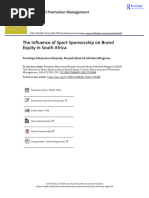 The Influence of Sport Sponsorship On Brand Equity in South Africa