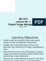 MG 623 Lecture No. 5 - Project Scope Management 2015