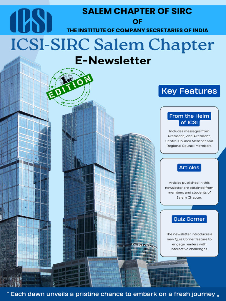 Salem Chapter ICSI E-Newsletter Launch | PDF | Empowerment | Gender ...